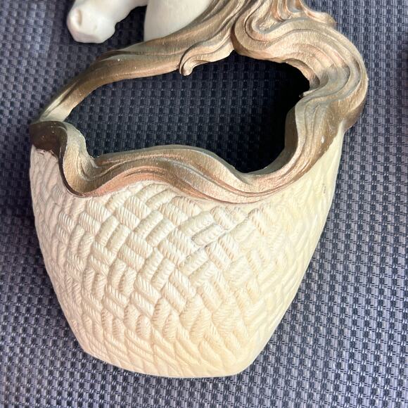 1987 Burwood Unicorn Wall Pocket Pair 2819-1 & 2819-2 Ivory Gold USA Regency - Picture 6 of 16